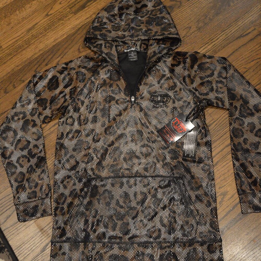 COPY - COPY - Cowgirl Tuff Co~Metallic Like Leopard Print Unique Hoodie  ~Large